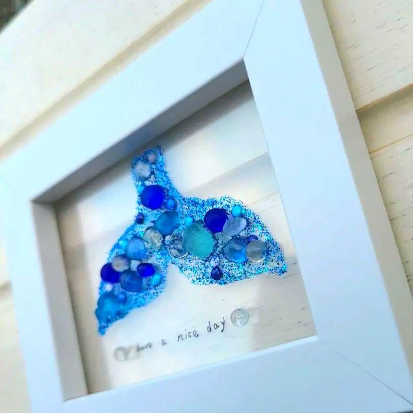 Amazon.co.jp: シーグラスアート mini インテリア雑貨 透けるくじら